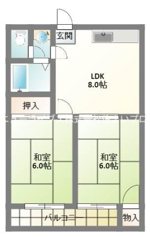 マンションカトレア(2LDK/3階)の間取り写真