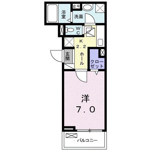 サザンクロス(1K/2階)の間取り写真