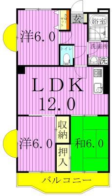 グランデール(3LDK/5階)の間取り写真