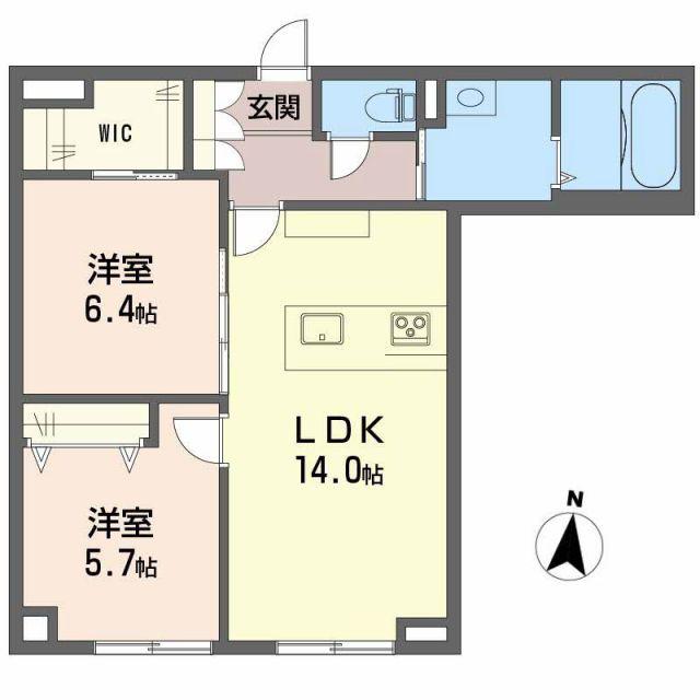 KANON岩崎(2LDK/1階)の間取り写真