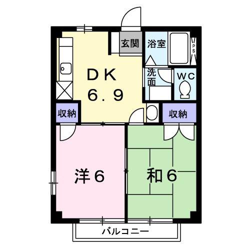 コーポさざんかII(2DK/2階)の間取り写真