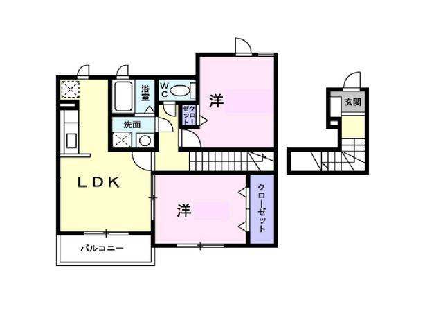 ドゥメゾンC(2LDK/2階)の間取り写真