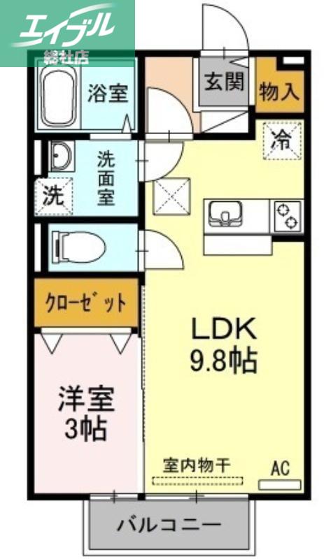 セブンI棟(1LDK/1階)の間取り写真