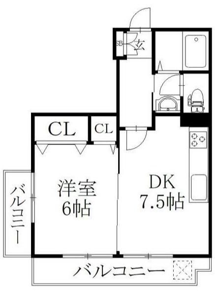八潮インペリアルハイツ(1DK/5階)の間取り写真