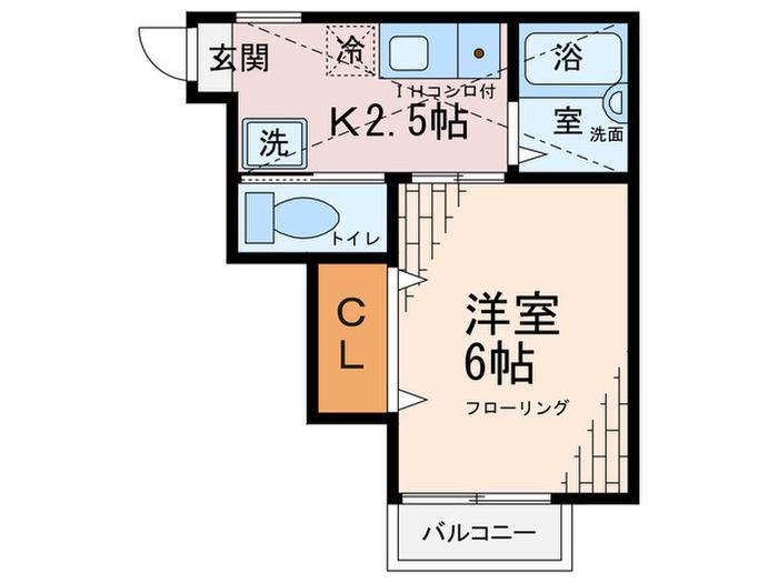 ルナリアIV(1K/2階)の間取り写真