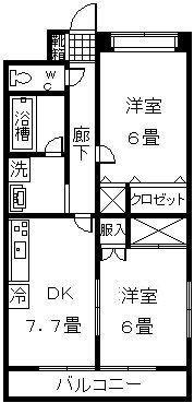 キャッスル新照院(2DK/2階)の間取り写真