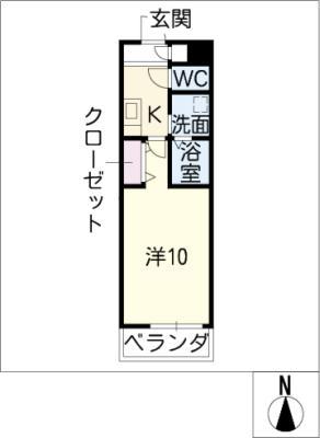 ボヌール飛高(1K/3階)の間取り写真