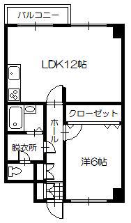 グランビューエーコー(1LDK/3階)の間取り写真
