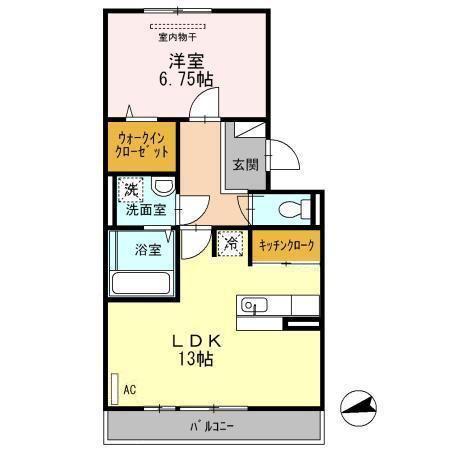 ロータス鹿児島中央(1LDK/2階)の間取り写真