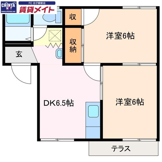 アトウレ光陽(2DK/1階)の間取り写真