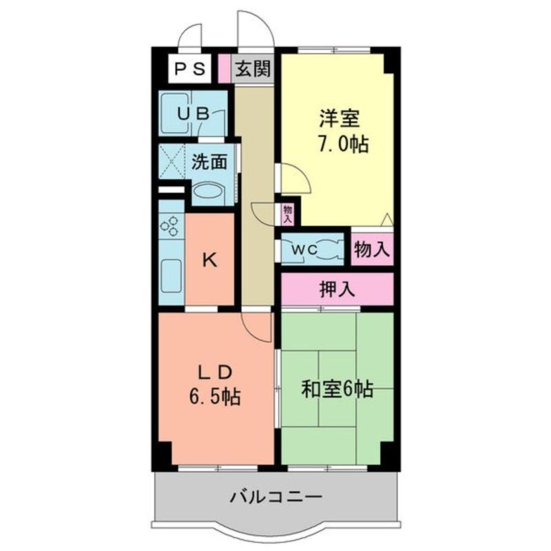 サンビレッジII(2LDK/5階)の間取り写真