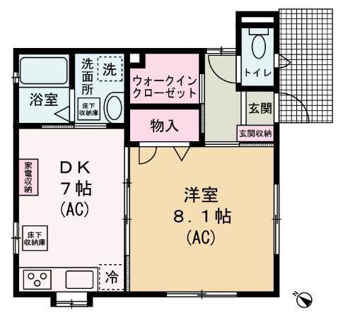 ハニーテラス(ワンルーム/1階)の間取り写真