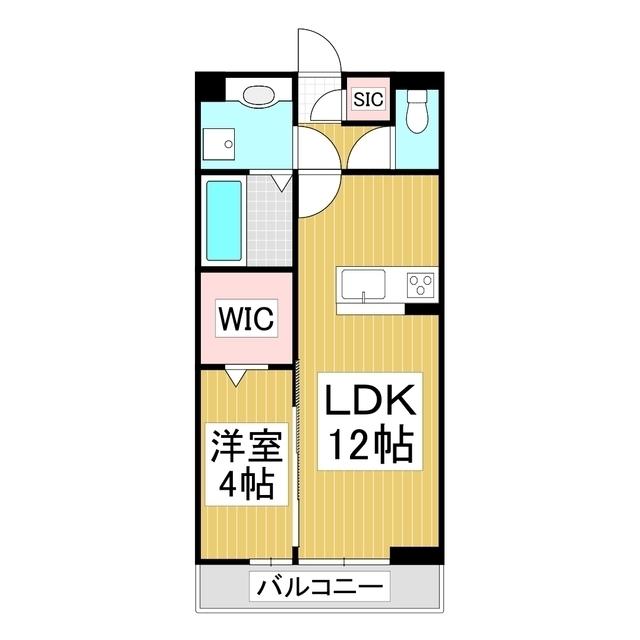 コンフォーティア諏訪豊田 A棟(1LDK/3階)の間取り写真