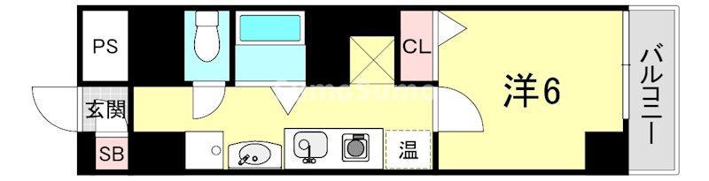 フィレンツェ船場南(1K/2階)の間取り写真