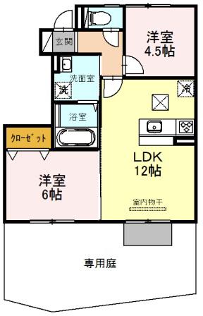 セントラルグレイス(2LDK/1階)の間取り写真