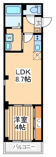 アールレジデンスツルミ(1LDK/2階)の間取り写真