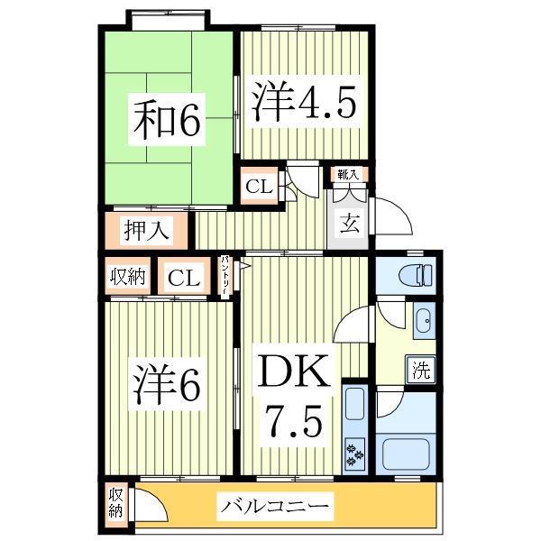 あびこハイマート(3DK/3階)の間取り写真