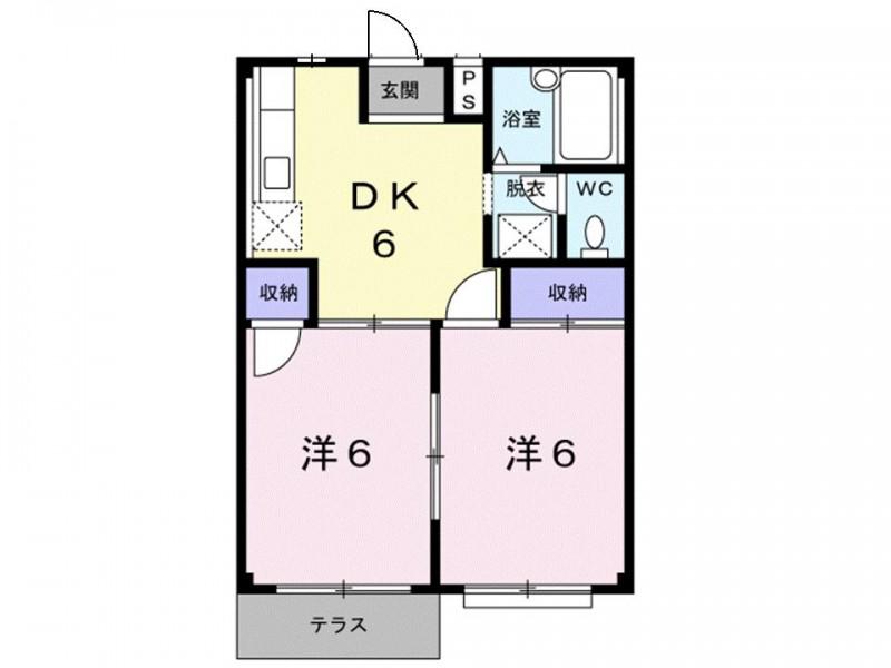 エルディムおさきA(2DK/1階)の間取り写真