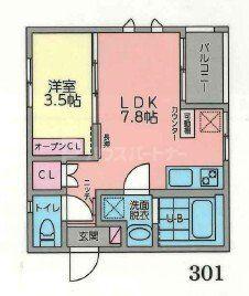リヴェールココ(1DK/3階)の間取り写真
