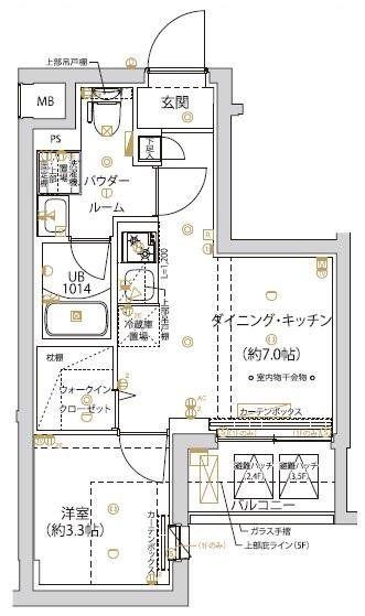 SPコート千川(1DK/5階)の間取り写真
