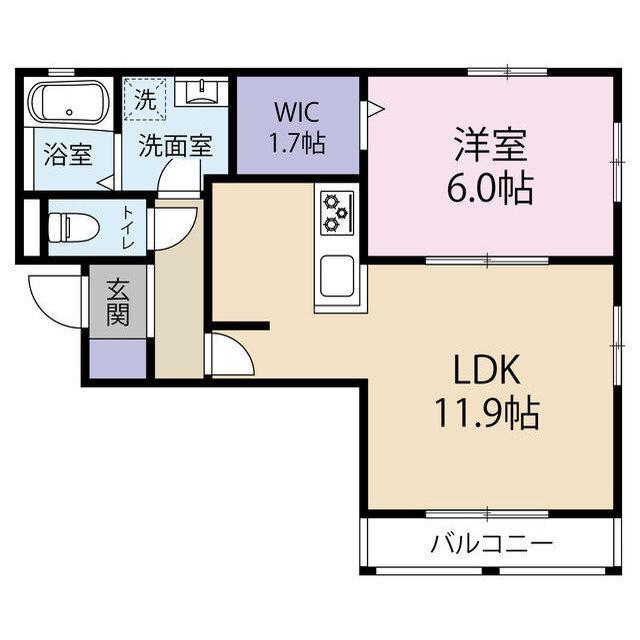 クレア・ド・ルーン(1LDK/2階)の間取り写真