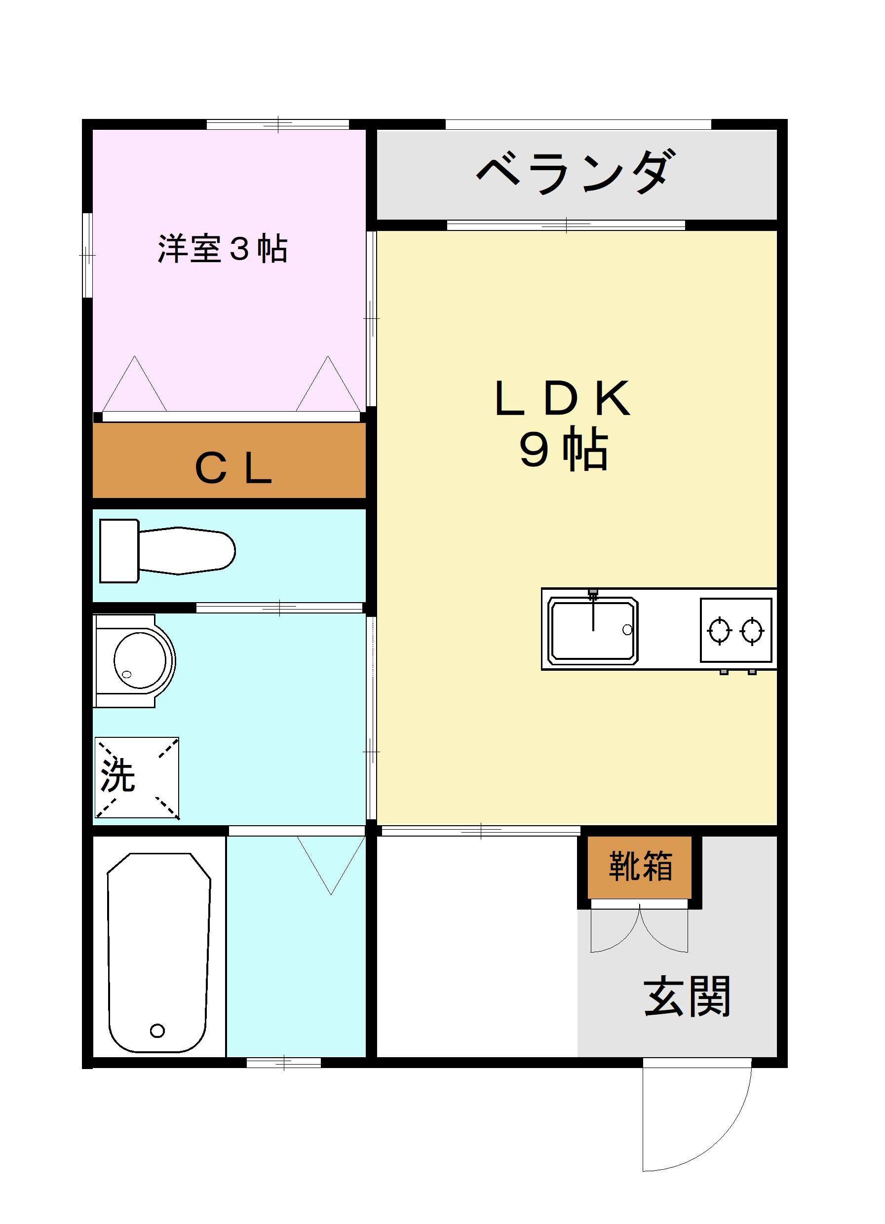 サンヒルズ弐番館(1LDK/1階)の間取り写真