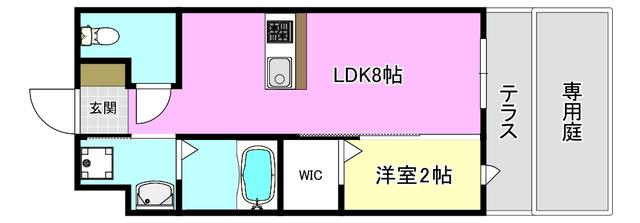 リアコート千里丘IIノース(1LDK/1階)の間取り写真
