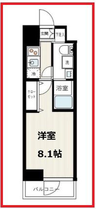 レアライズ千住大橋(1K/8階)の間取り写真