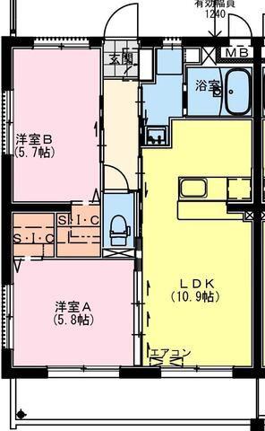 恒久南Tマンション(2LDK/2階)の間取り写真