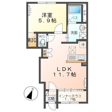 サンフラワー 107(1LDK/1階)の間取り写真
