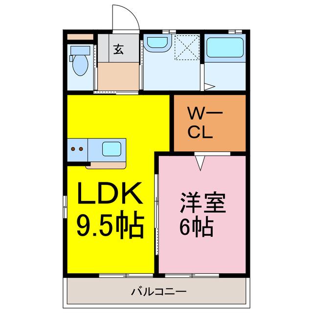 ミストラル II(1LDK/1階)の間取り写真