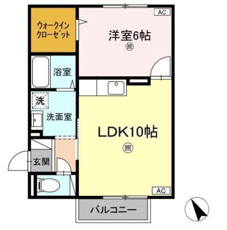 ジュネスK(1LDK/2階)の間取り写真