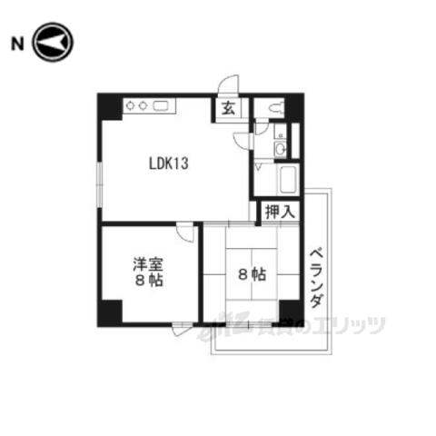 東和ハイツ本館(2LDK/7階)の間取り写真