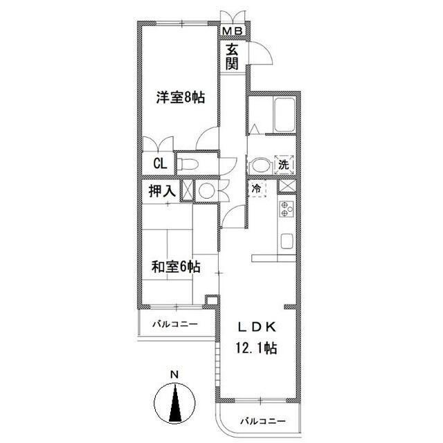 ファラオイン浦和(2LDK/1階)の間取り写真