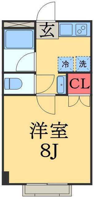 東千葉ハイリビング六番館(1K/2階)の間取り写真