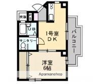 OKURAYAMAHILLS(1DK/2階)の間取り写真