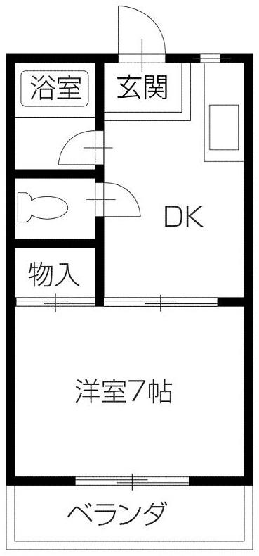 ハイツしらゆり(1DK/1階)の間取り写真