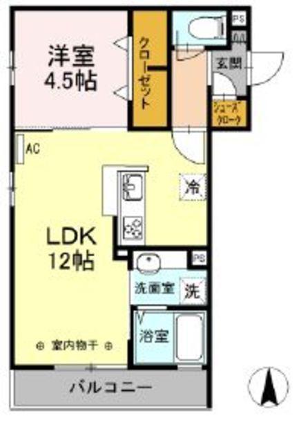 フィオーレ(1LDK/2階)の間取り写真