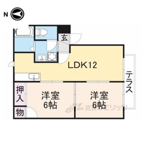 ピュアスイート(2LDK/1階)の間取り写真