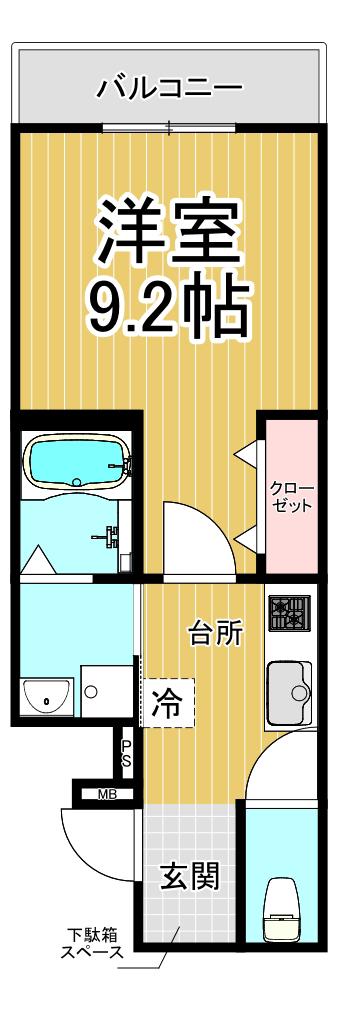 フジパレス西宮甲東園1番館(1K/3階)の間取り写真