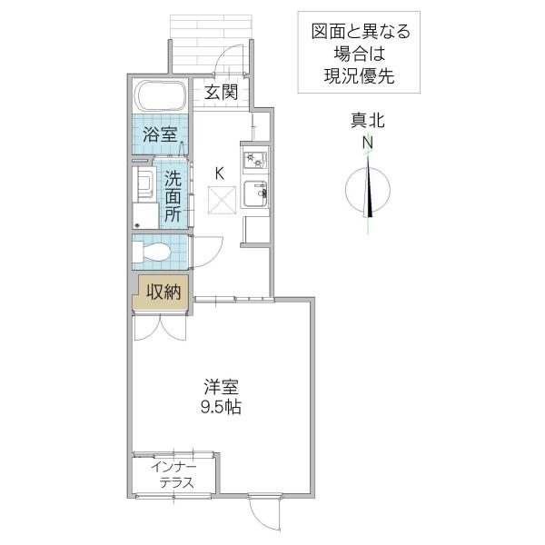 FRONT IS LAND I (1K/1階)の間取り写真