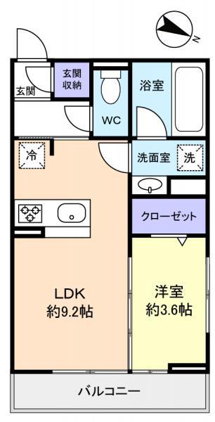 JYUTO習志野台II(1LDK/1階)の間取り写真