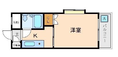 ベルサイユ池上第2(1K/3階)の間取り写真