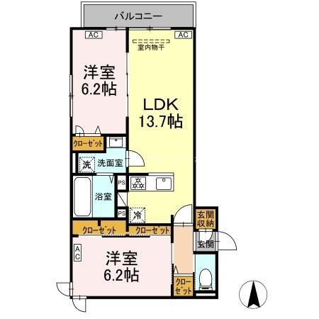 セレスティア北小岩Ⅱ(2LDK/3階)の間取り写真