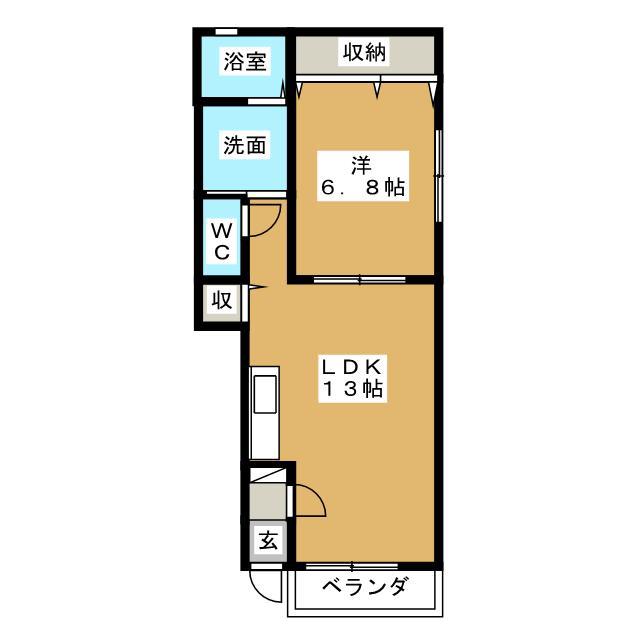 ベル ファウンテン(1LDK/1階)の間取り写真