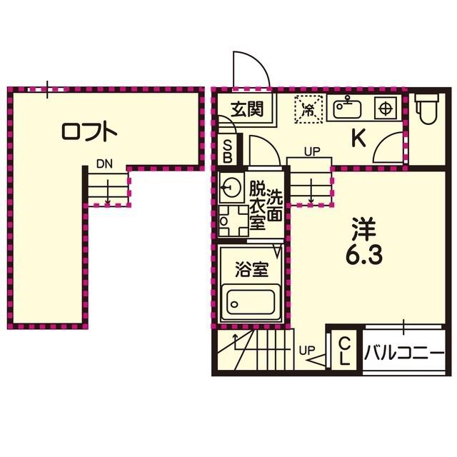 ステラ熊本ノースII(1K/1階)の間取り写真