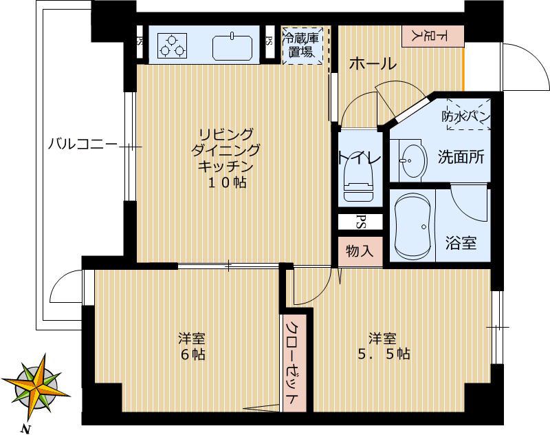 リバーストーン音羽(2LDK/4階)の間取り写真