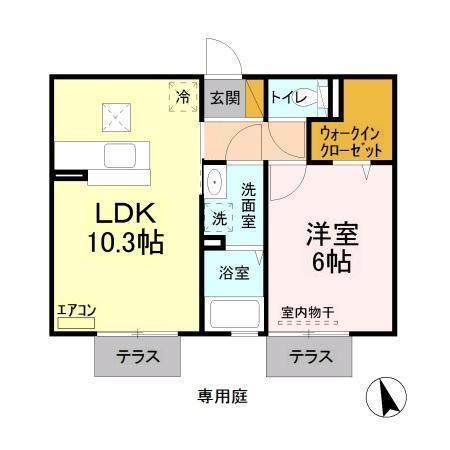 スカイフォレスト(1LDK/1階)の間取り写真