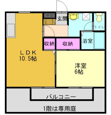 パル平津A(1LDK/1階)の間取り写真