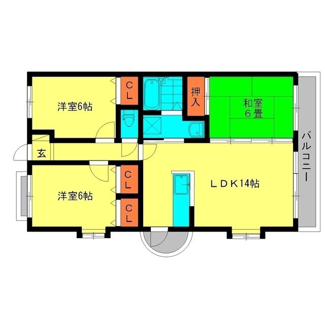 エスペーログラヴィス(3LDK/6階)の間取り写真